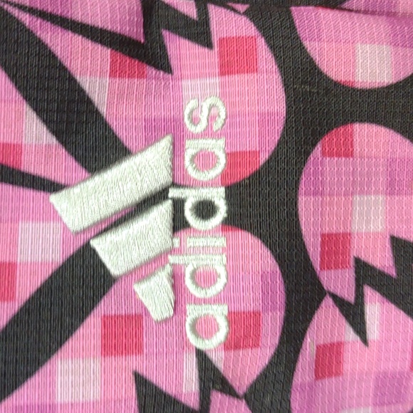 Adidas Heart Breaker Pattern Pink Black Full-Size Student Backpack - Picture 3 of 15